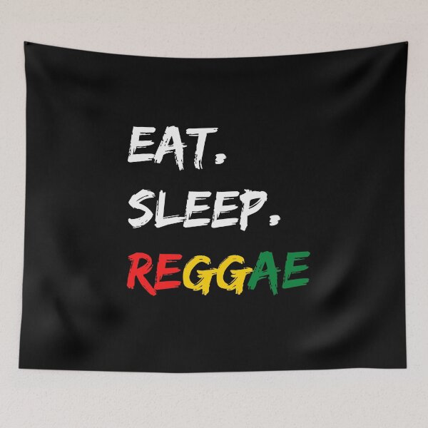 Artikelvorschau, Essen Sie Schlaf Reggae Distressed Reggae Lovers Design in Rasta Farben entworfen und verkauft von RastaColors.