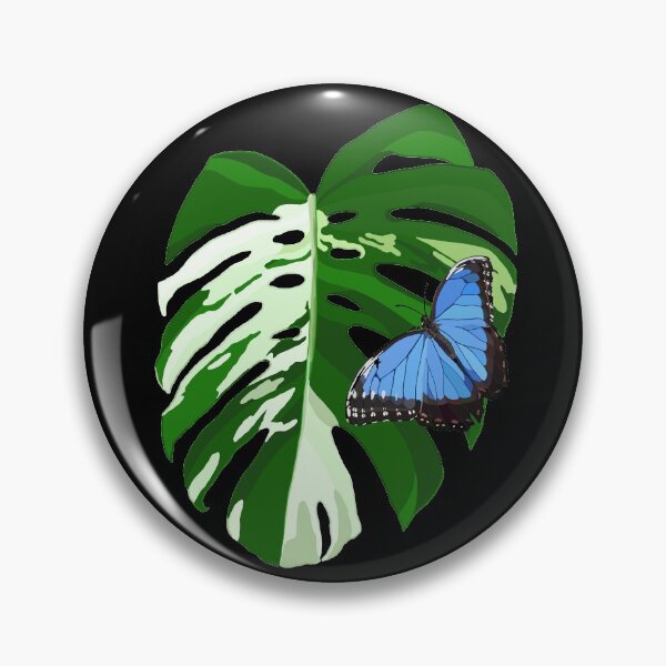Item preview, Mariposa Morpho azul sobre una hoja de Monstera Albo designed and sold by TinkerandBone.
