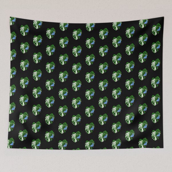 Item preview, Blue Morpho Butterfly on a Monstera Albo Leaf designed and sold by TinkerandBone.