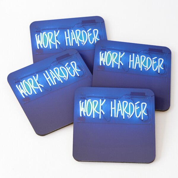 Item preview, WORK HARDER- blue neon sign designed and sold by afrapaints.