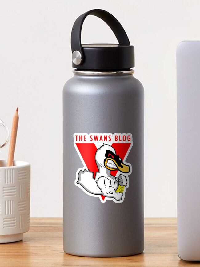 Thumbnail 1 of 3, Sticker, The Swans Blog Title V on White designed and sold by theswansblog.
