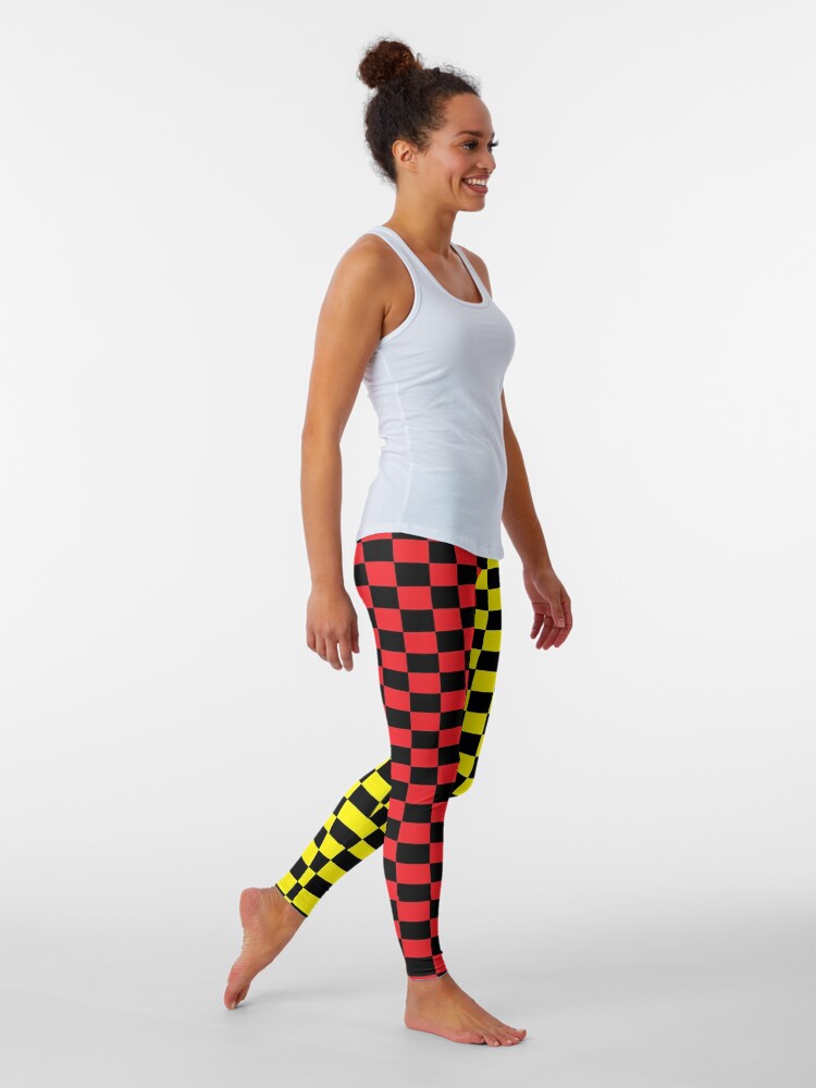 Black & Yellow Stretched Checkerboard Leggings