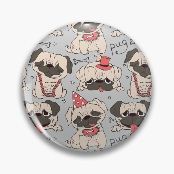 Item preview, Adorable and Sweet Little Pugs [Seamless Pattern on Light Grey Background] designed and sold by Kids-Playground.