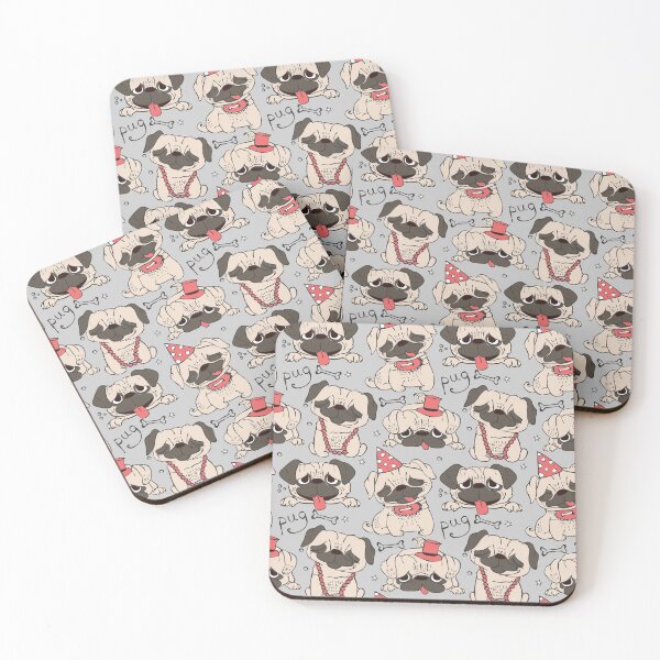 Item preview, Adorable and Sweet Little Pugs [Seamless Pattern on Light Grey Background] designed and sold by Kids-Playground.