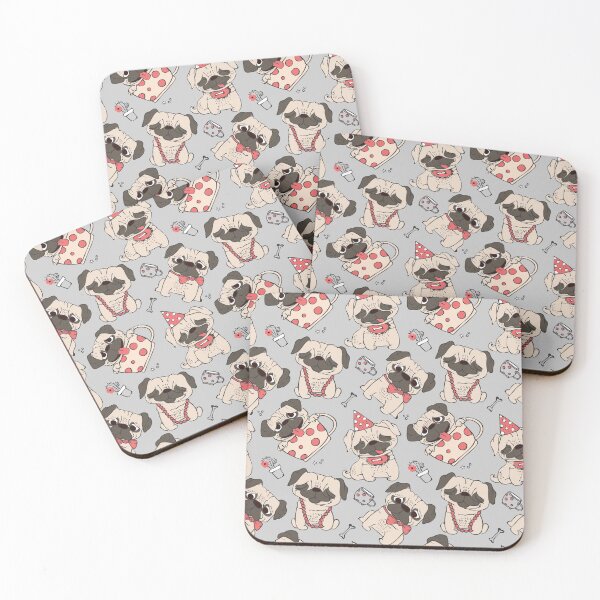 Item preview, Adorable and Funny Little Pugs [Seamless Pattern on Light Grey Background] designed and sold by Kids-Playground.