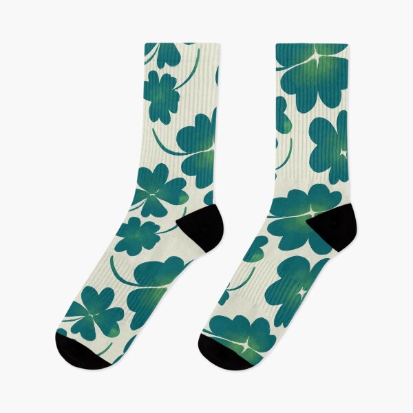 Item preview, Green Clover Four Leaf Gorgeous Hand-drawn Seamless Pattern on Beige Background designed and sold by AnmeiStudio.