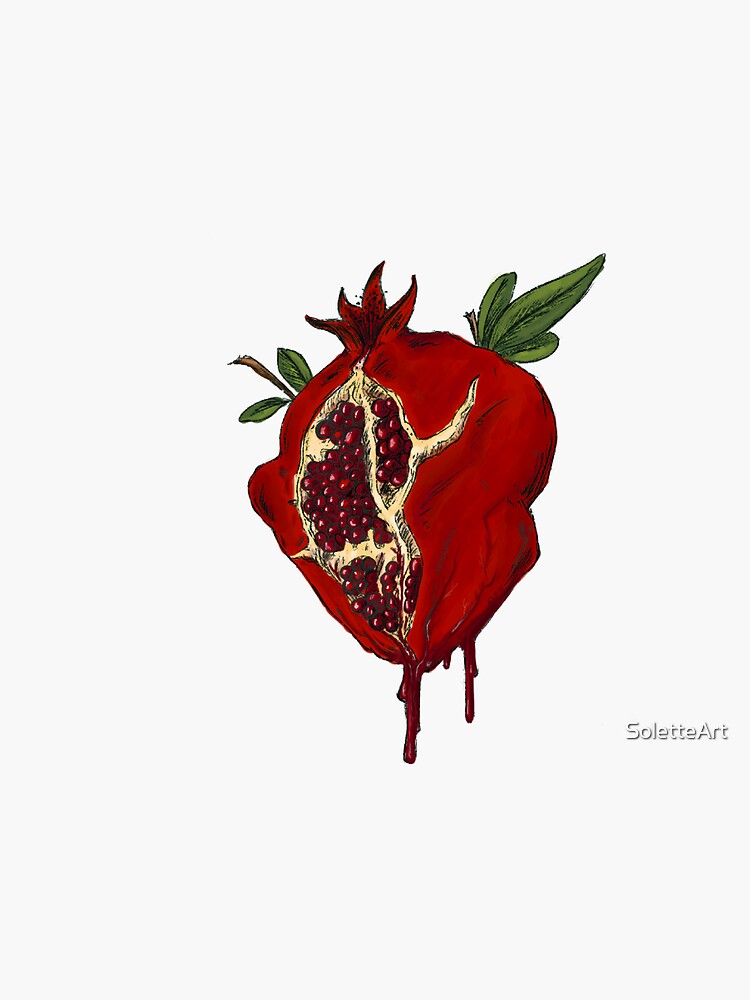 “pomegranate heart” Sticker for Sale by SoletteArt | Redbubble