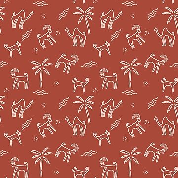 Artwork thumbnail, Rock Art Camels, and Arabian Wildlife in burnt umber by CreatEVEdesign