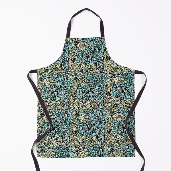 Item preview, Wavy Yellow Flowers on Turquoise designed and sold by EloiseArt.