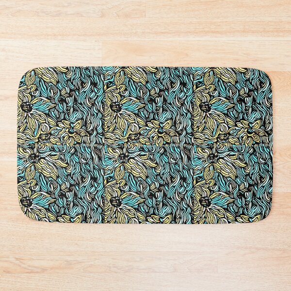 Item preview, Wavy Yellow Flowers on Turquoise designed and sold by EloiseArt.