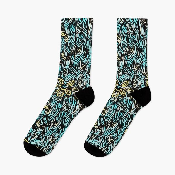 Item preview, Wavy Yellow Flowers on Turquoise designed and sold by EloiseArt.