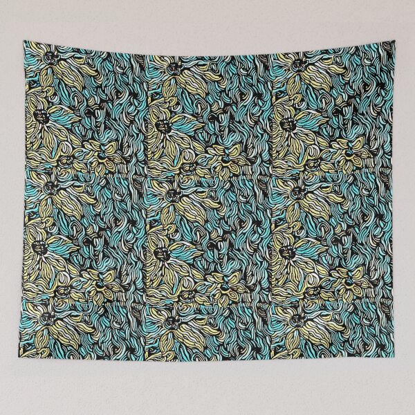 Item preview, Wavy Yellow Flowers on Turquoise designed and sold by EloiseArt.