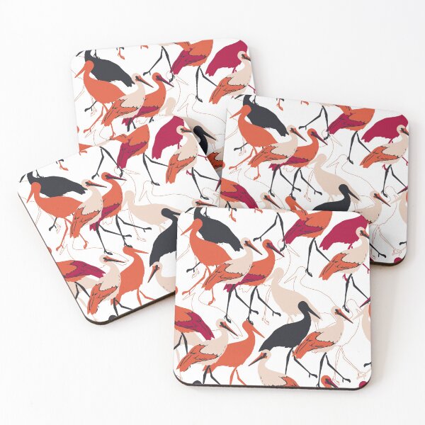Item preview, Red and White Stork Birds Seamless Pattern designed and sold by FlinArt.