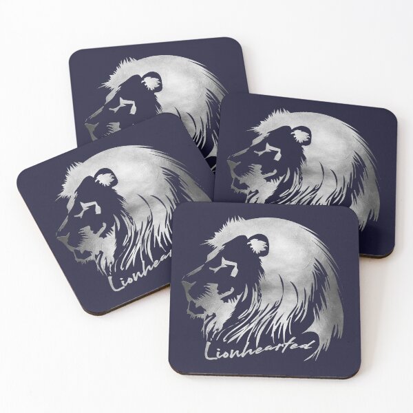 Item preview, Beautiful aluminum metal finish covers this bold Lion's head with the word "Lionhearted" emblazoned below it. This striking gold finish would look best over black, navy blue or red. designed and sold by itsashorething.