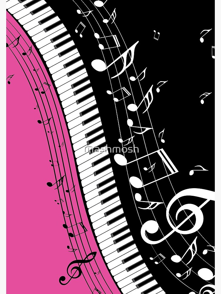 Piano keyboard with Abstract Keys Wave with musical Notes