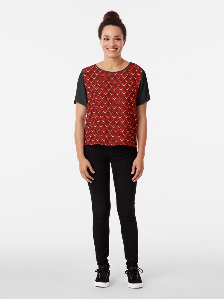 Red Dragon Scales | Chiffon Top