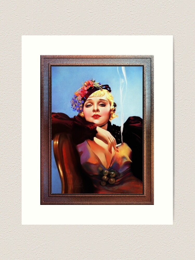 Vintage Framed WALT OTTO Ready to Serve Pin-up Girl Print 