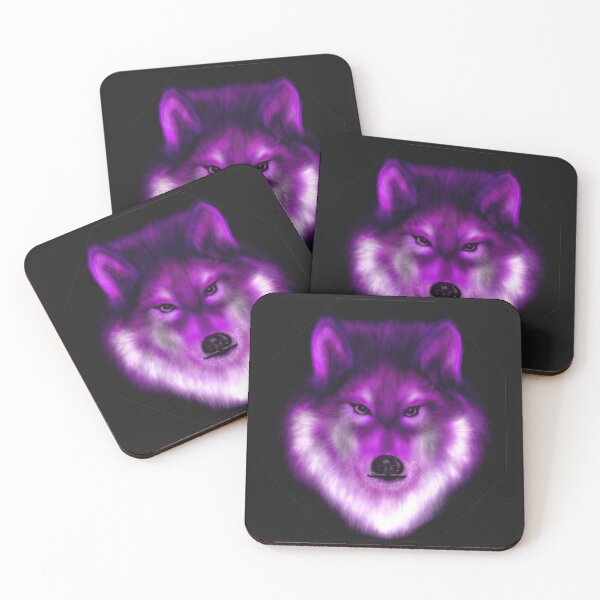Item preview, Neon purple wolf portrait designed and sold by Astralia.