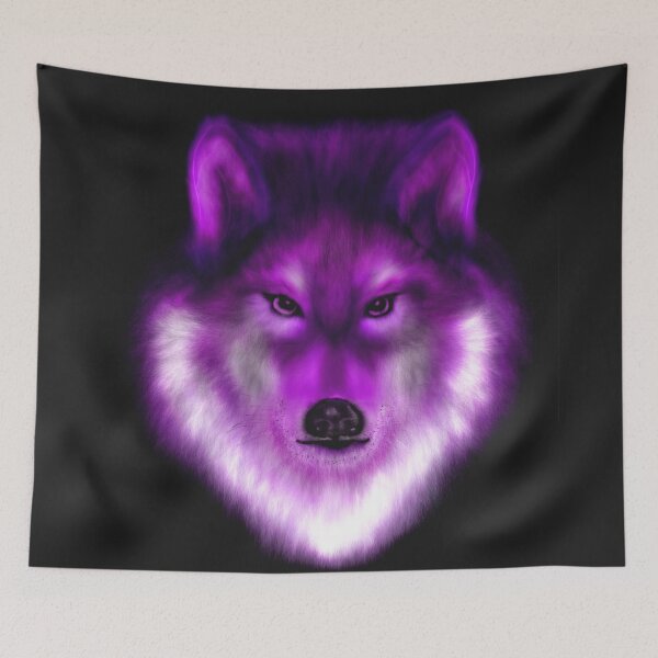 Item preview, Neon purple wolf portrait designed and sold by Astralia.