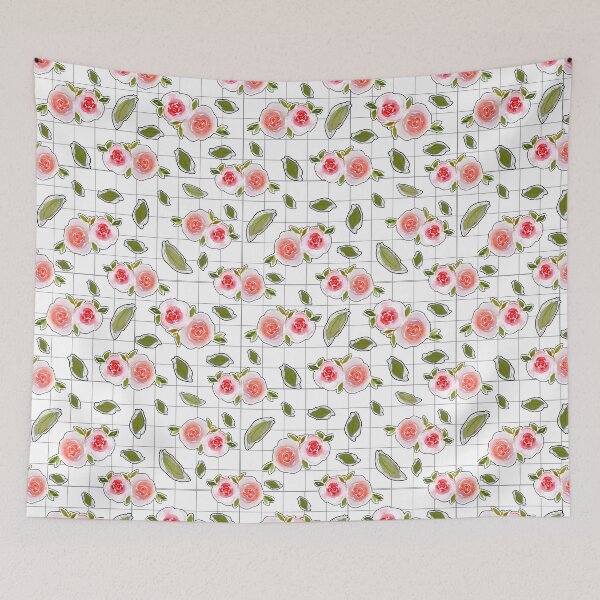 Item preview, Aesthetic Floral Grid Watercolor designed and sold by Trisha Banlasan.