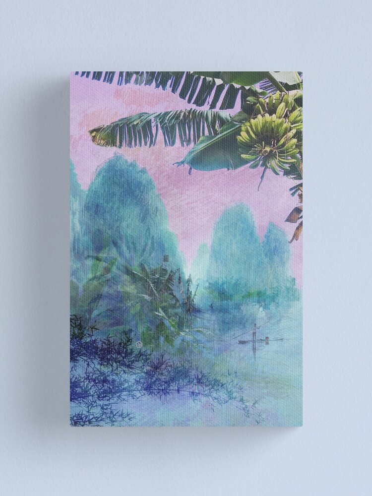 Alternate view of Banana tree & Pink Sunset Mountainscape Canvas Print
