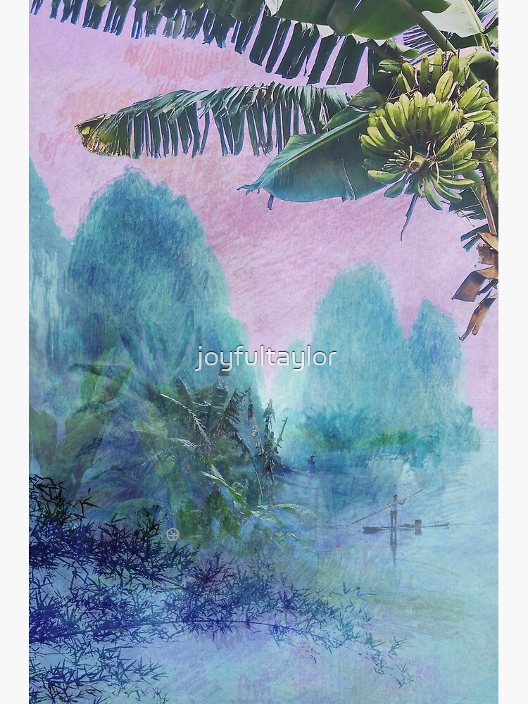 Banana tree & Pink Sunset Mountainscape by joyfultaylor