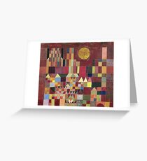 Paul Klee - Castle And Sun. Abstract painting: abstract art, geometric, Castle , composition, lines, forms, Sun, spot, shape, illusion, fantasy future Greeting Card
