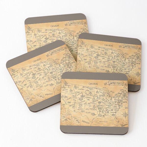 Item preview, USA Vintage Brown Map designed and sold by Sheridan T.