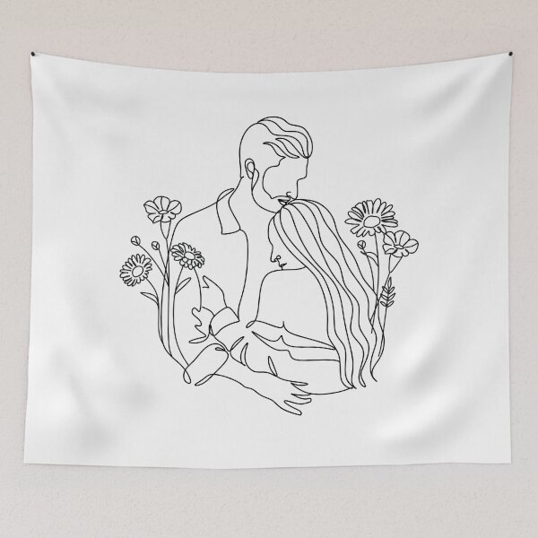 Item preview, Couple in love line drawing. Line art woman and men designed and sold by OneLinePrint.
