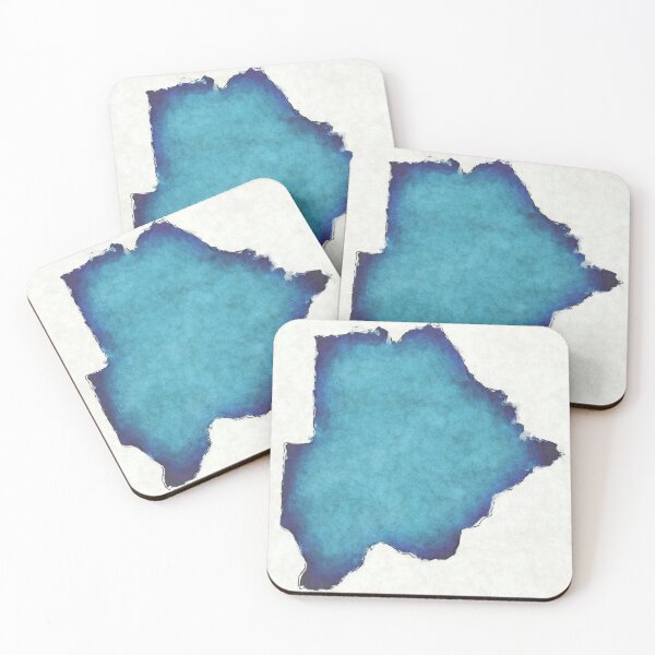Item preview, Botswana map with drawn lines and blue watercolor illustration designed and sold by Ingo Menhard.