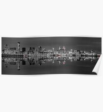 Liverpool skyline panorama at night Poster