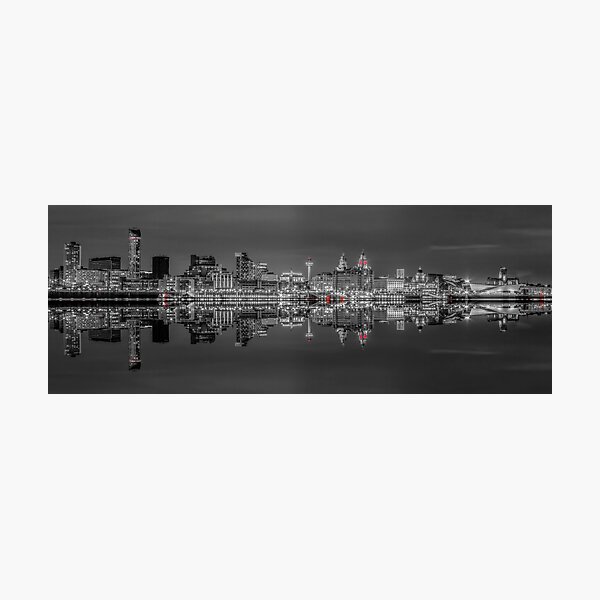 Liverpool skyline panorama at night Photographic Print