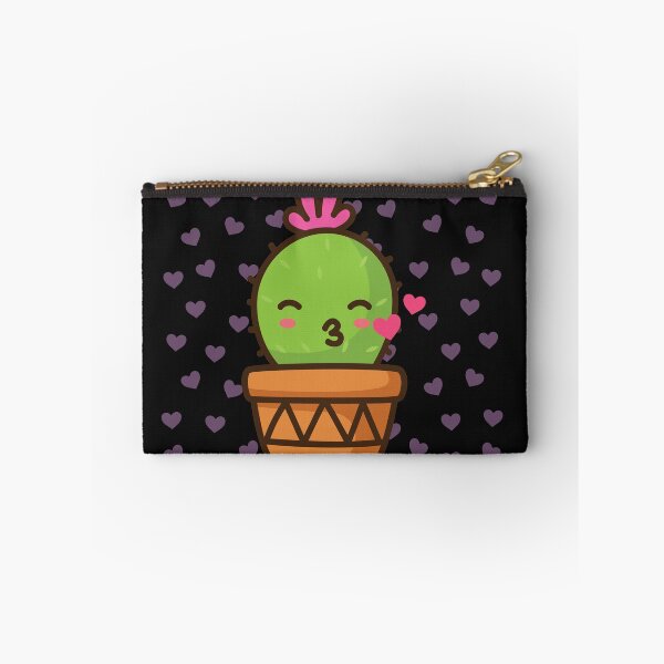 Item preview, kissing cute cactus black and pink hearts background designed and sold by SnowCristal2021.