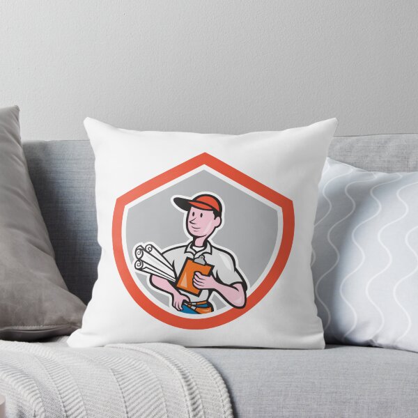 Item preview, Builder Carpenter With Plans Shield Cartoon designed and sold by patrimonio.