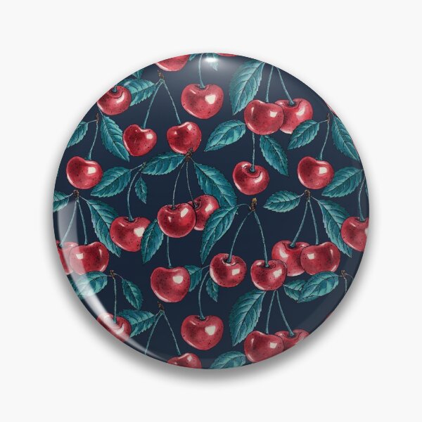 Item preview, Red cherries on dark blue designed and sold by Katerina Mitkova Kirilova.