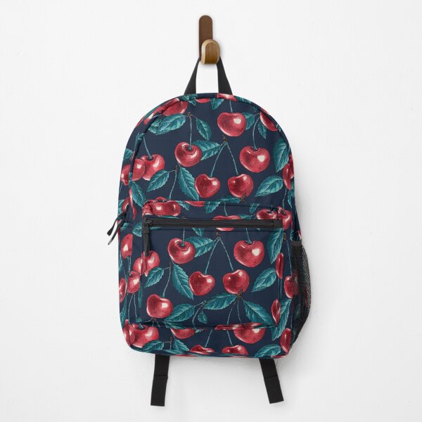 Item preview, Red cherries on dark blue designed and sold by Katerina Mitkova Kirilova.