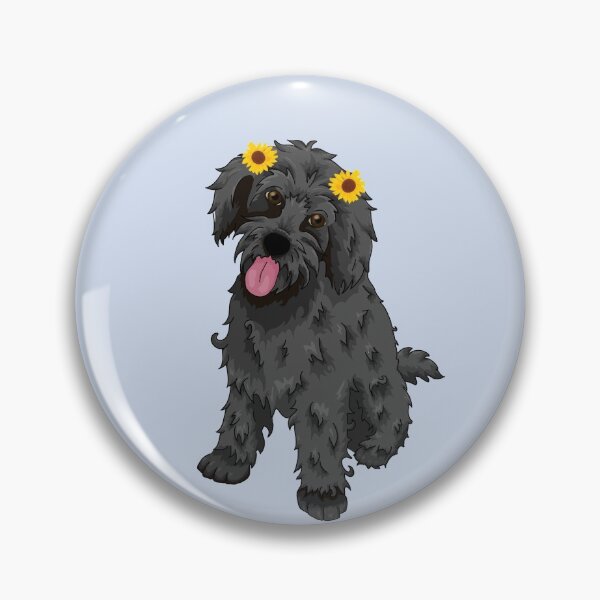 Item preview, Black Poodlemix With Sunflowers Bows designed and sold by PrettyPetDesign.