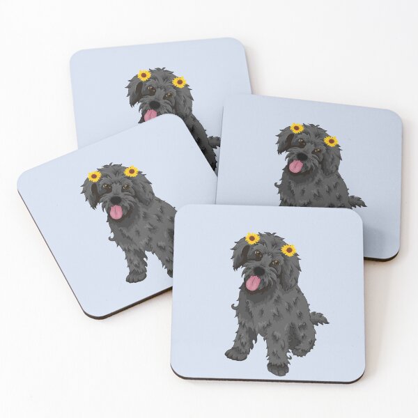 Item preview, Black Poodlemix With Sunflowers Bows designed and sold by PrettyPetDesign.