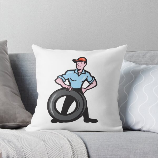 Item preview, Tireman Mechanic With Tire Cartoon Isolated designed and sold by patrimonio.