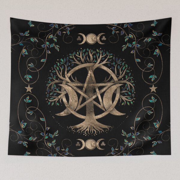 Item preview, Tree of Life Pentagram Moon Ornament designed and sold by k9printart.