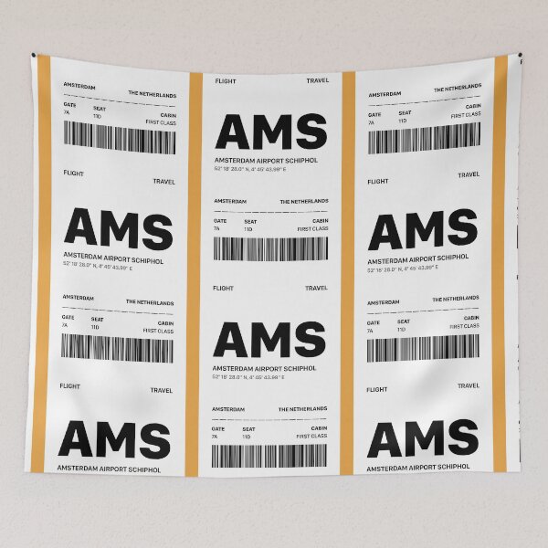 Item preview, Amsterdam Airport Schiphol Boarding Pass | AMS designed and sold by Wallpacas.