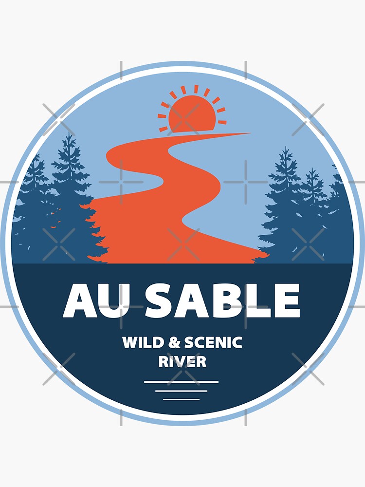 Au Sable River brown trout decal Fly fishing sticker Michigan