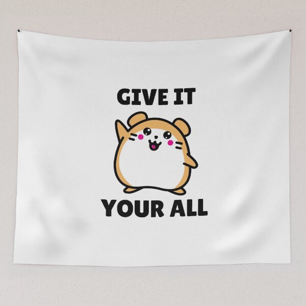 Item preview, Give It Your All! - kawaii chubby hamster waving designed and sold by GLwithUs.