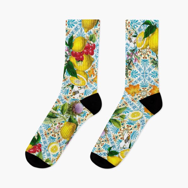 Item preview, Sicilian lemons and romantic tiles cottagecore aesthetic designed and sold by PG Illustration.