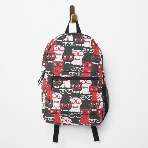 Item preview, Cats with Glasses [Red and Black, Seamless Pattern] designed and sold by Kids-Playground.