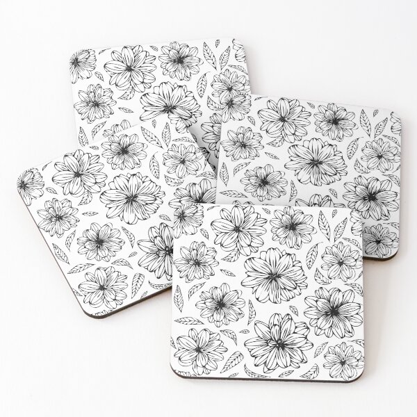 Item preview, Flowers and Leaves Pattern | Black and White designed and sold by Edgy--Girl.