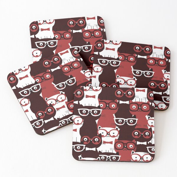 Item preview, Cats with Glasses [Dark Version, Seamless Pattern] designed and sold by Kids-Playground.