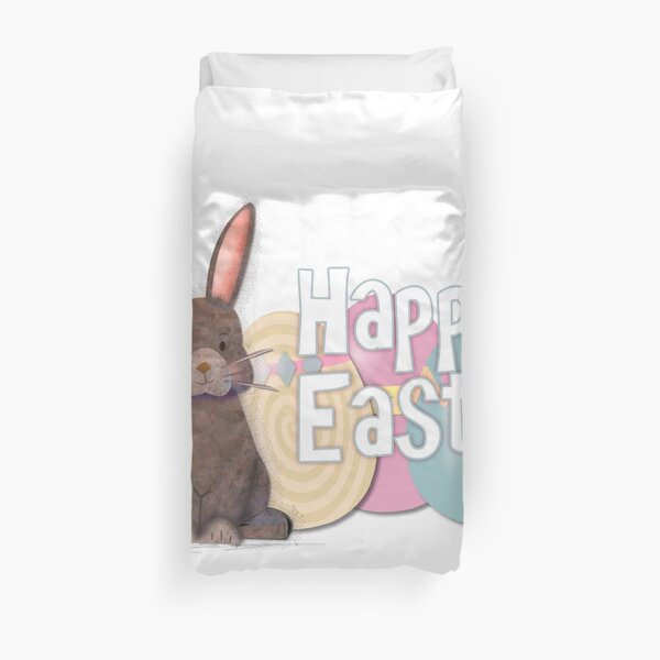 Adorable Easter Watercolor Rabbit Illustration Duvet Cover