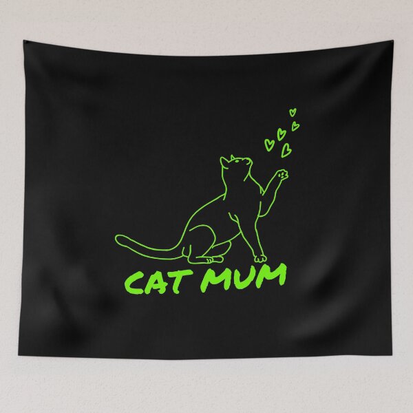 Item preview, Cat Mum, I Love Cats - Green designed and sold by CoolHippoQuotes.