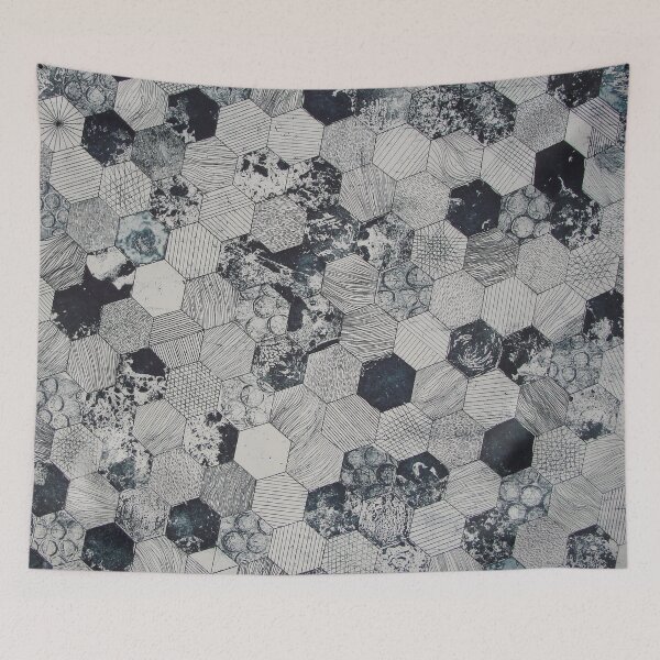 Item preview, black grey blue mosaic abstract  designed and sold by N' ajjer.